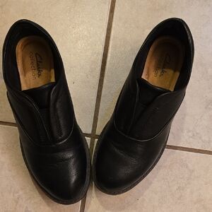 Clarks Black Leather Flats